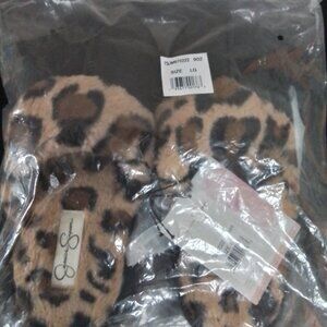 Jessica Simpson FAUX Fur Slippers Large Black/Leopard